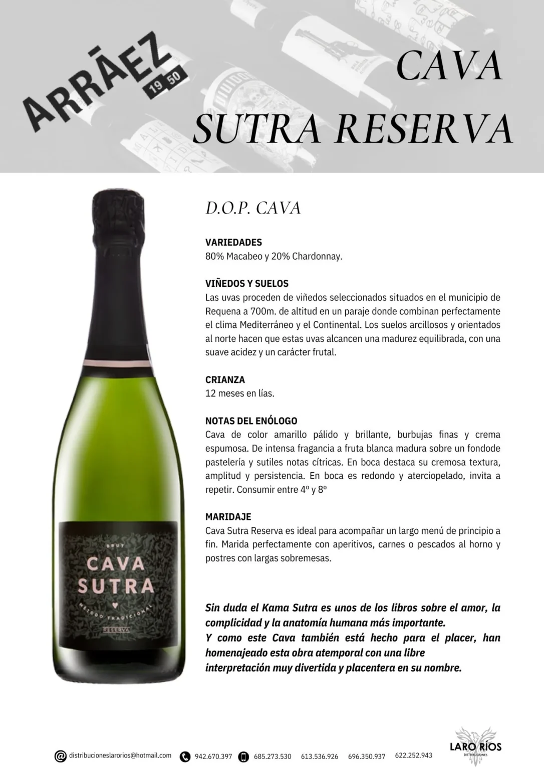 Cava Sutra Reserva | DISTRIBUCIONES LARO RIOS SL