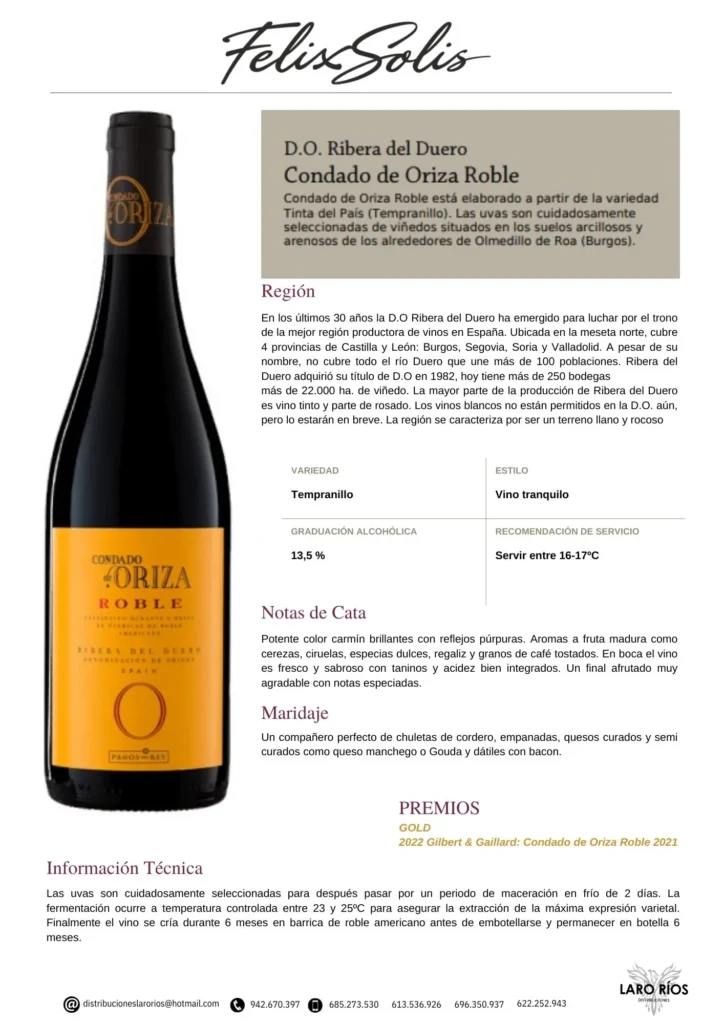 Condado De Oriza | DISTRIBUCIONES LARO RIOS SL