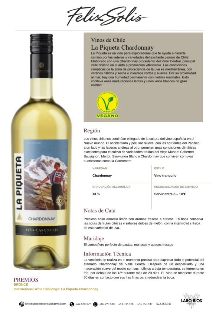 La Piqueta Chardonay | DISTRIBUCIONES LARO RIOS SL