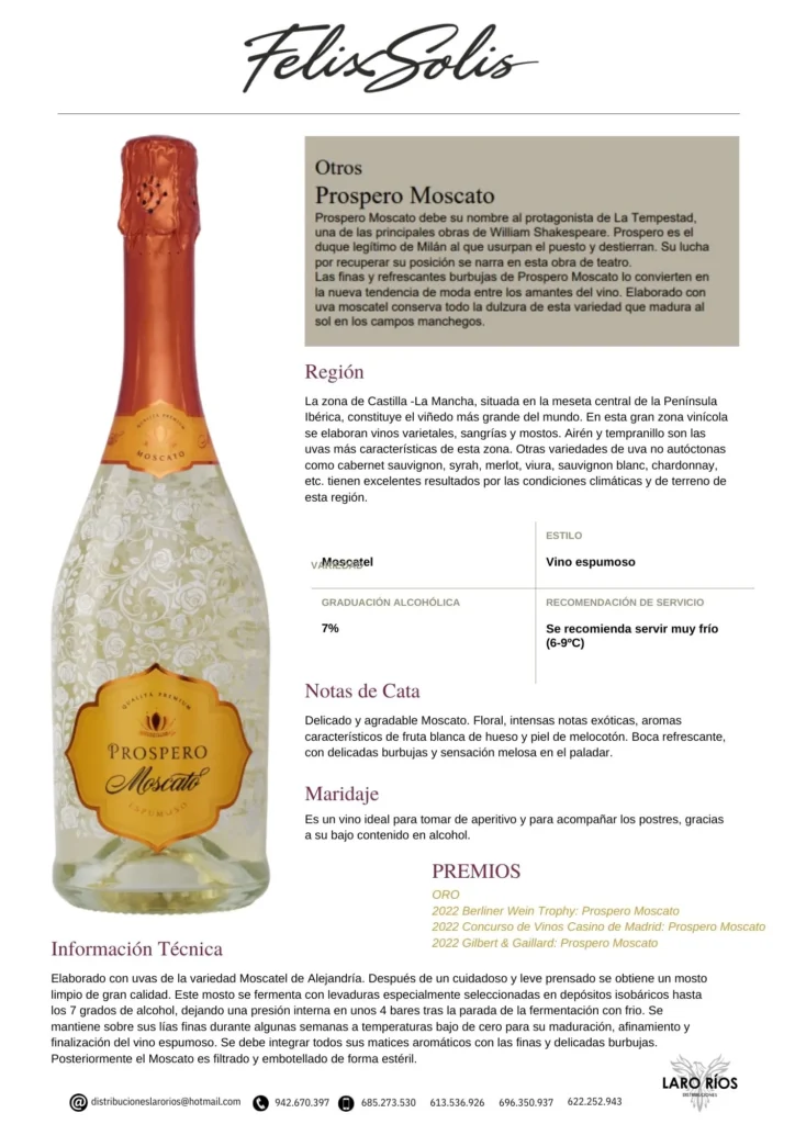 Moscato Prospero | DISTRIBUCIONES LARO RIOS SL