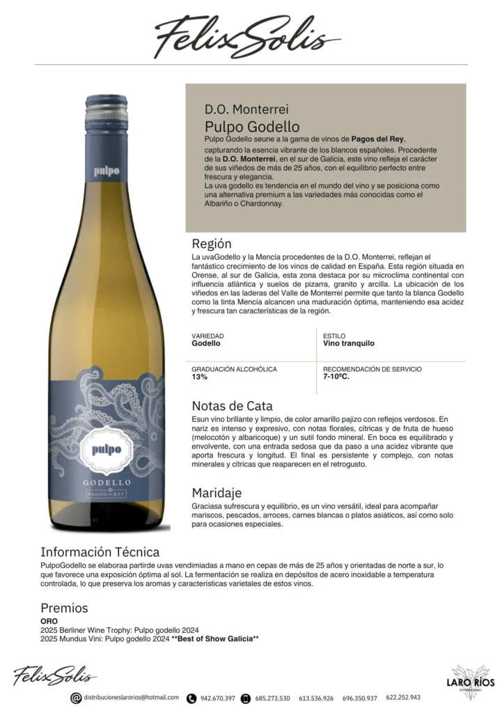 Pulpo Godello | DISTRIBUCIONES LARO RIOS SL