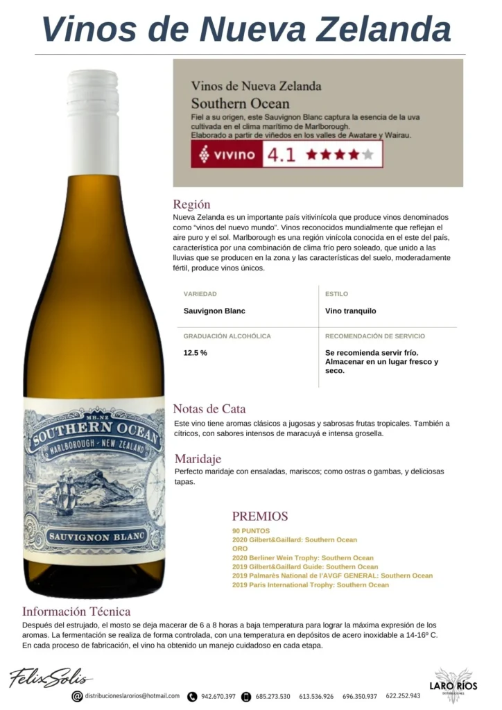 Sauvignon Nueva Zelanda | DISTRIBUCIONES LARO RIOS SL